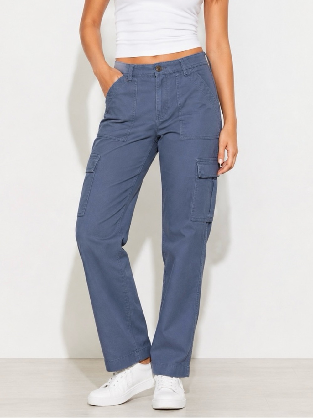 L.L. Bean Straight-Leg Cargo Jeans in Slate Blue